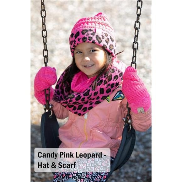 Funky Junque Kids Matching Set Girls Boys Toddler Infinity Scarf Hat Beanie - Picture 6 of 8